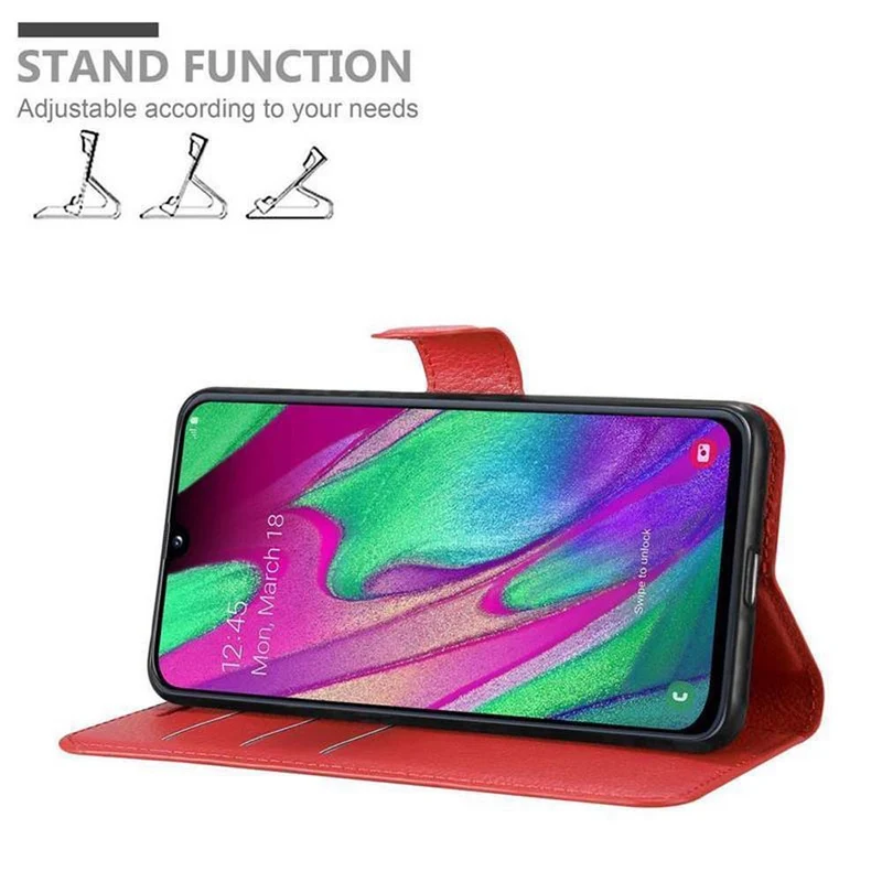 Cadorabo Hülle kompatibel mit Samsung Galaxy A40 Schutzhülle mit Magnetverschluss, Standfunktion und Kartenfach