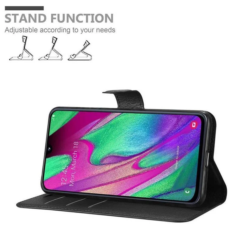 Cadorabo Hülle kompatibel mit Samsung Galaxy A40 Schutzhülle mit Magnetverschluss, Standfunktion und Kartenfach