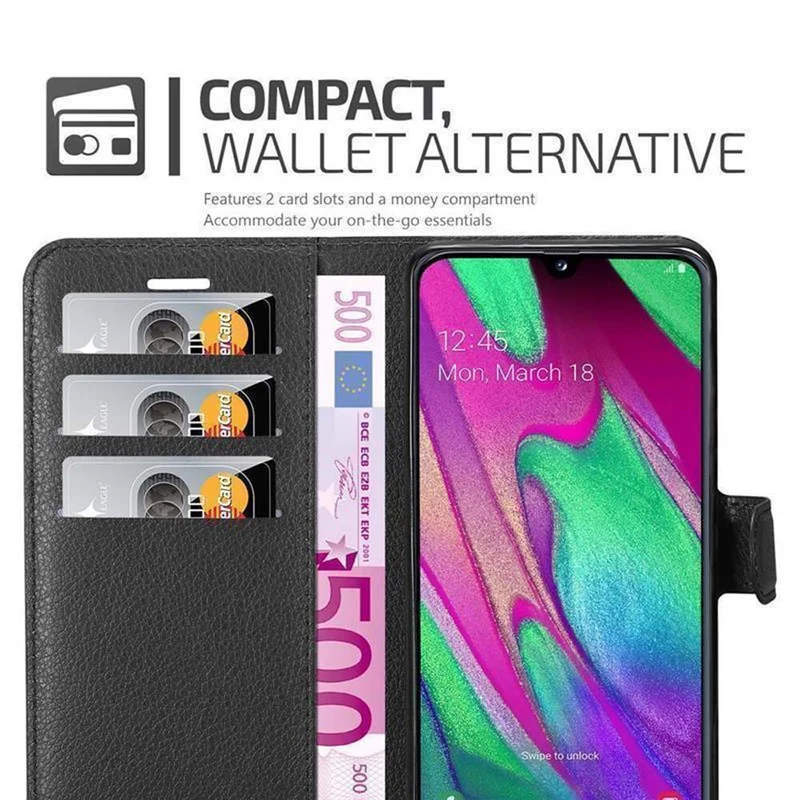 Cadorabo Hülle kompatibel mit Samsung Galaxy A40 Schutzhülle mit Magnetverschluss, Standfunktion und Kartenfach