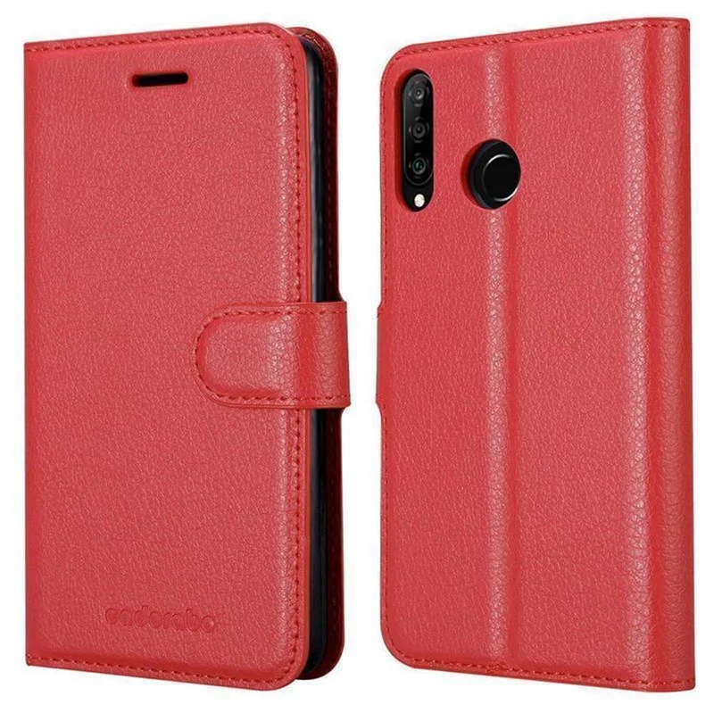 Cadorabo Hülle kompatibel mit Huawei P30 LITE Schutzhülle mit Magnetverschluss, Standfunktion und Kartenfach