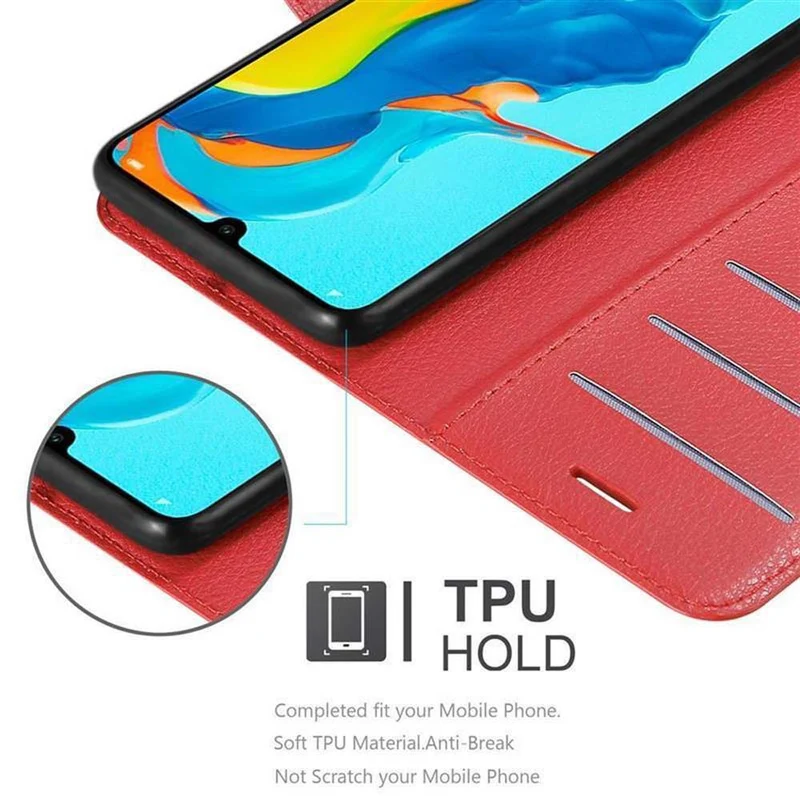 Cadorabo Hülle kompatibel mit Huawei P30 LITE Schutzhülle mit Magnetverschluss, Standfunktion und Kartenfach