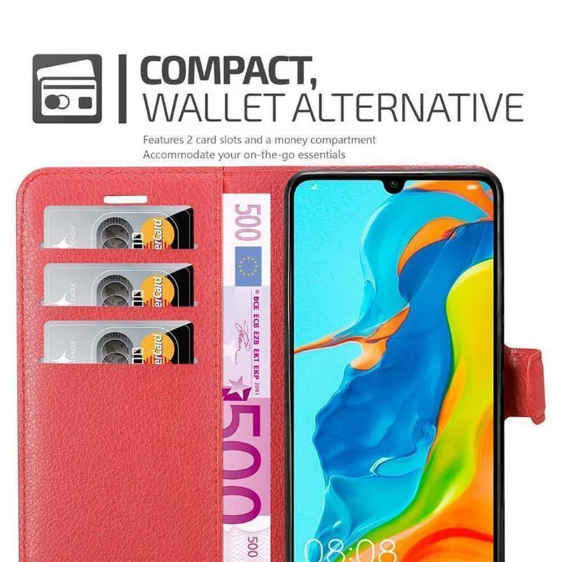Cadorabo Hülle kompatibel mit Huawei P30 LITE Schutzhülle mit Magnetverschluss, Standfunktion und Kartenfach