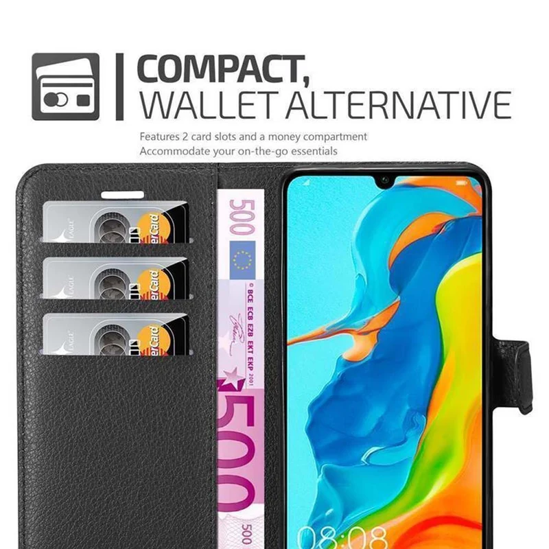 Cadorabo Hülle kompatibel mit Huawei P30 LITE Schutzhülle mit Magnetverschluss, Standfunktion und Kartenfach
