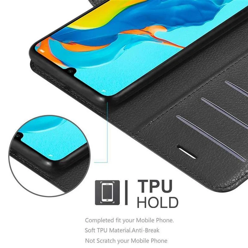Cadorabo Hülle kompatibel mit Huawei P30 LITE Schutzhülle mit Magnetverschluss, Standfunktion und Kartenfach