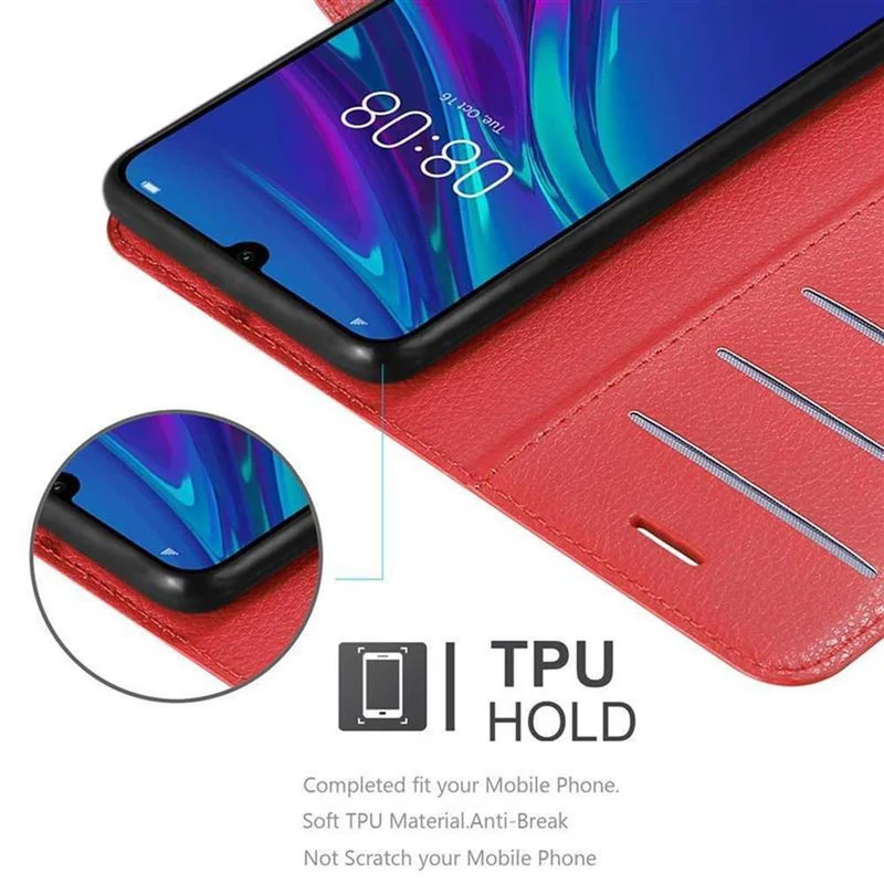 Cadorabo Hülle kompatibel mit Huawei Y6 2019 Schutzhülle mit Magnetverschluss, Standfunktion und Kartenfach