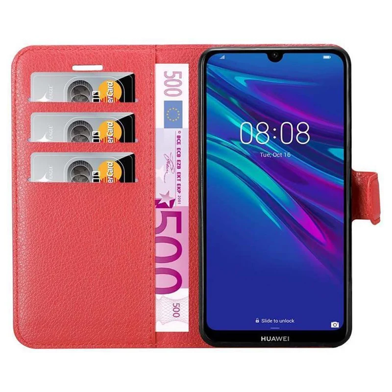 Cadorabo Hülle kompatibel mit Huawei Y6 2019 Schutzhülle mit Magnetverschluss, Standfunktion und Kartenfach