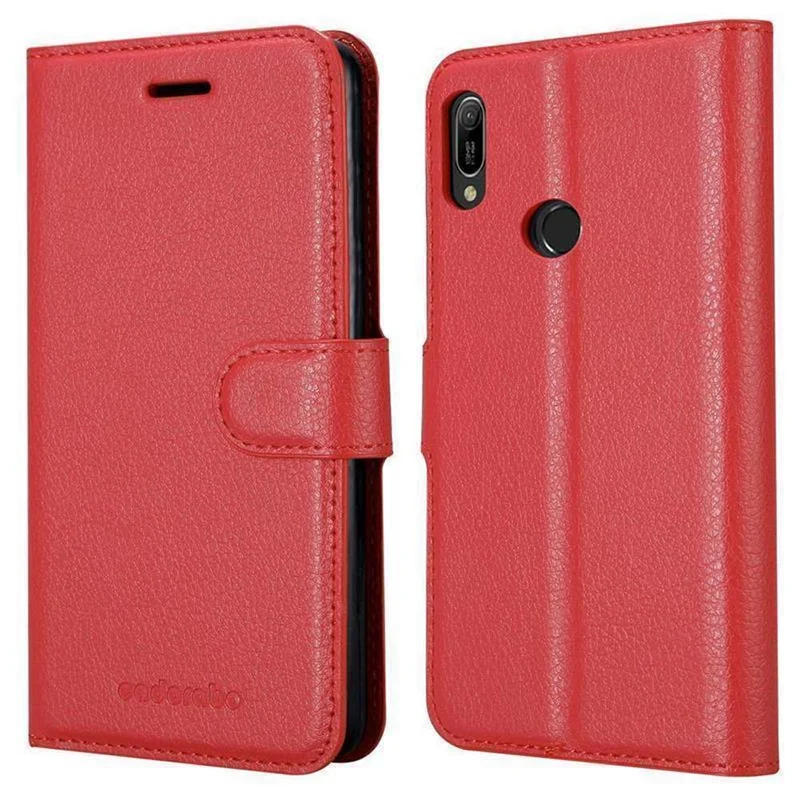 Cadorabo Hülle kompatibel mit Huawei Y6 2019 Schutzhülle mit Magnetverschluss, Standfunktion und Kartenfach