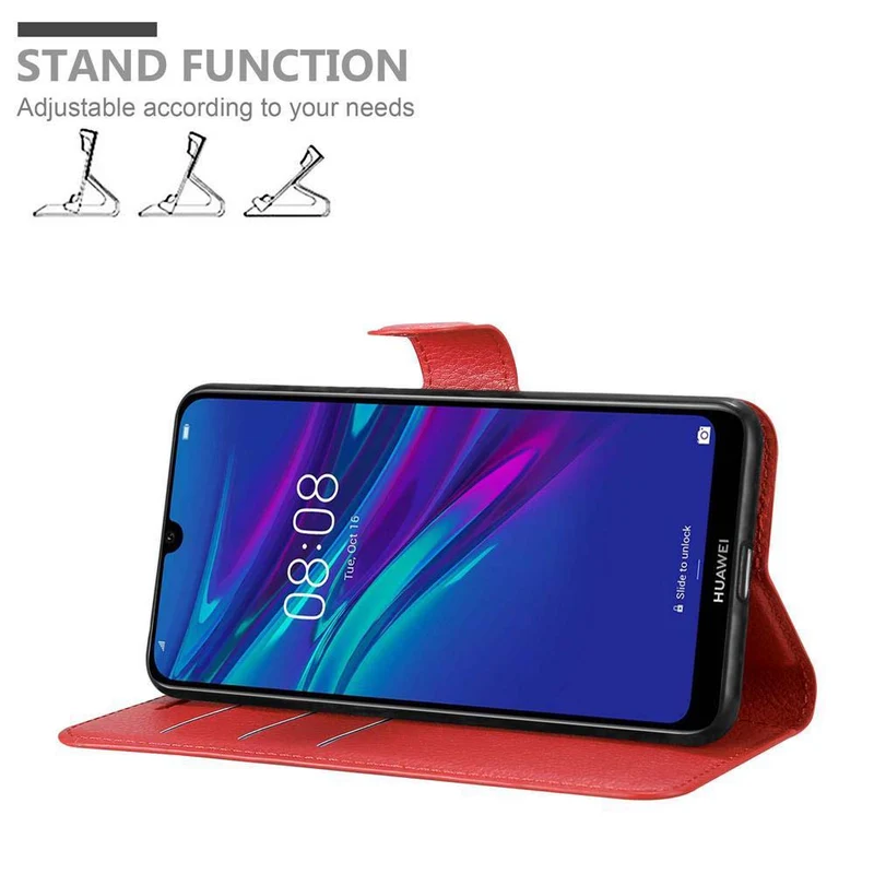 Cadorabo Hülle kompatibel mit Huawei Y6 2019 Schutzhülle mit Magnetverschluss, Standfunktion und Kartenfach