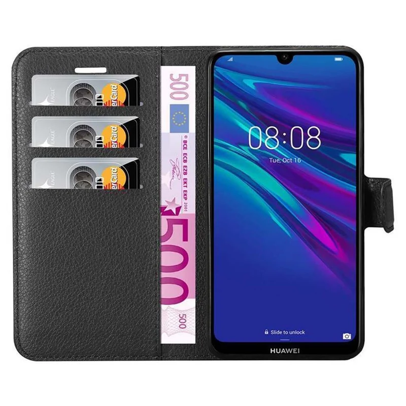 Cadorabo Hülle kompatibel mit Huawei Y6 2019 Schutzhülle mit Magnetverschluss, Standfunktion und Kartenfach
