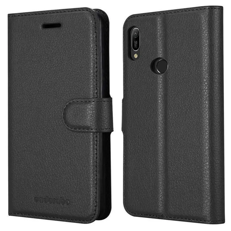 Cadorabo Hülle kompatibel mit Huawei Y6 2019 Schutzhülle mit Magnetverschluss, Standfunktion und Kartenfach