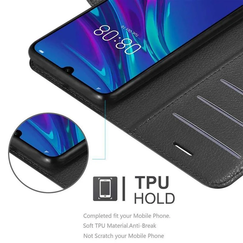 Cadorabo Hülle kompatibel mit Huawei Y6 2019 Schutzhülle mit Magnetverschluss, Standfunktion und Kartenfach