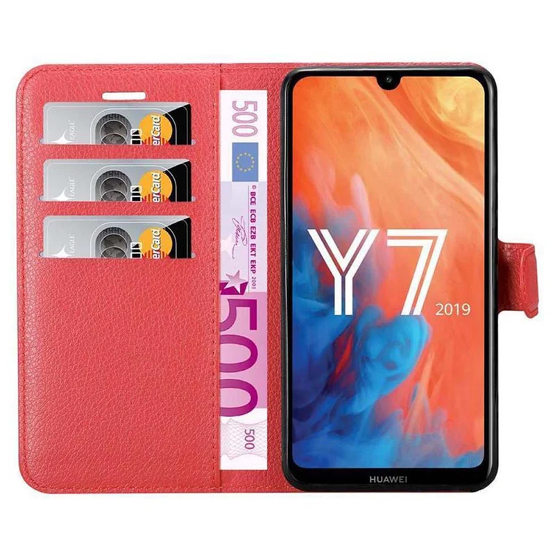 Cadorabo Hülle kompatibel mit Huawei Y7 2019 / Y7 PRIME 2019 Schutzhülle mit Magnetverschluss, Standfunktion und Kartenfach