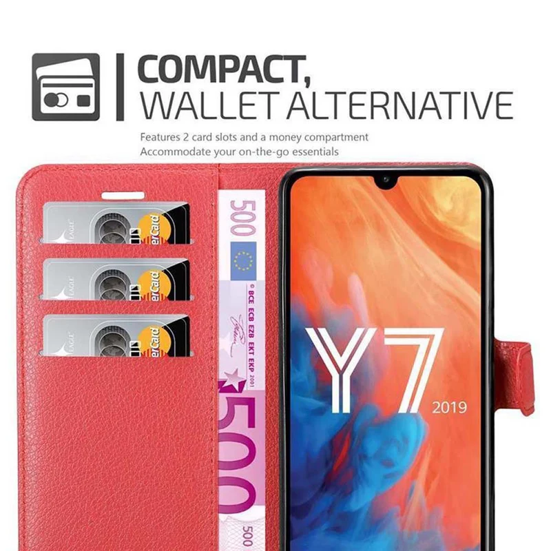 Cadorabo Hülle kompatibel mit Huawei Y7 2019 / Y7 PRIME 2019 Schutzhülle mit Magnetverschluss, Standfunktion und Kartenfach