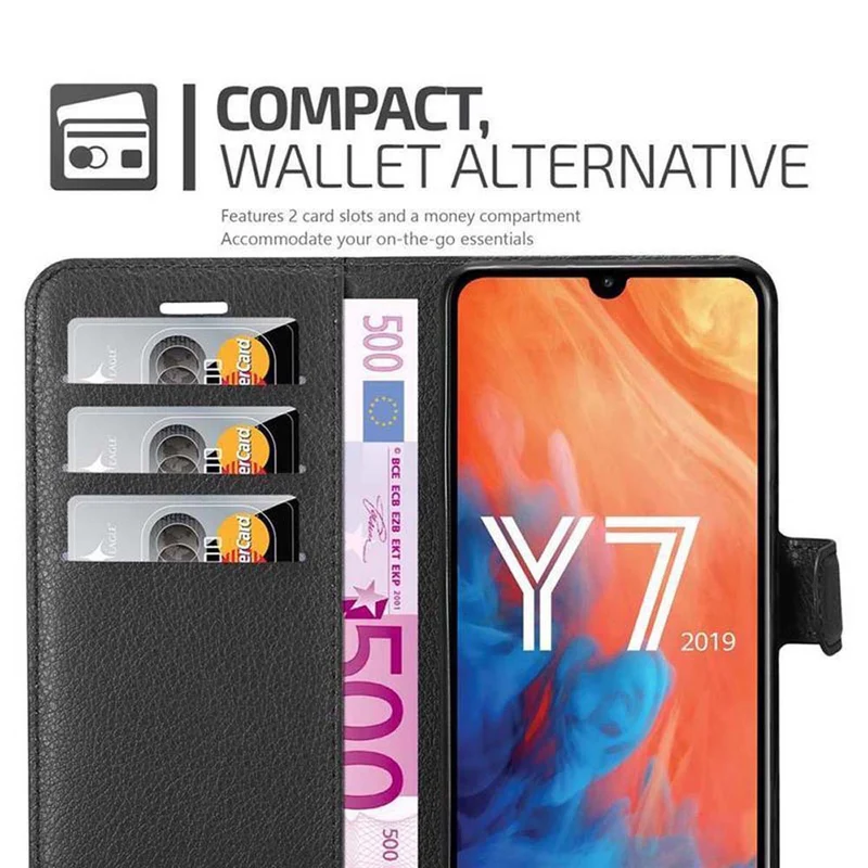 Cadorabo Hülle kompatibel mit Huawei Y7 2019 / Y7 PRIME 2019 Schutzhülle mit Magnetverschluss, Standfunktion und Kartenfach