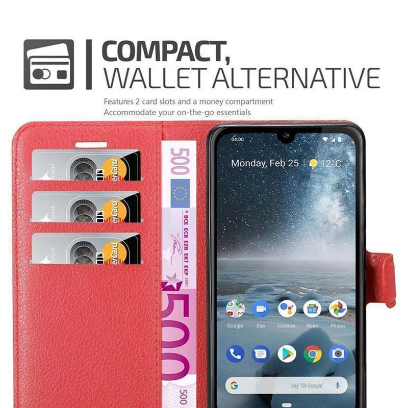 Cadorabo Hülle kompatibel mit Nokia 4,2 Schutzhülle mit Magnetverschluss, Standfunktion und Kartenfach