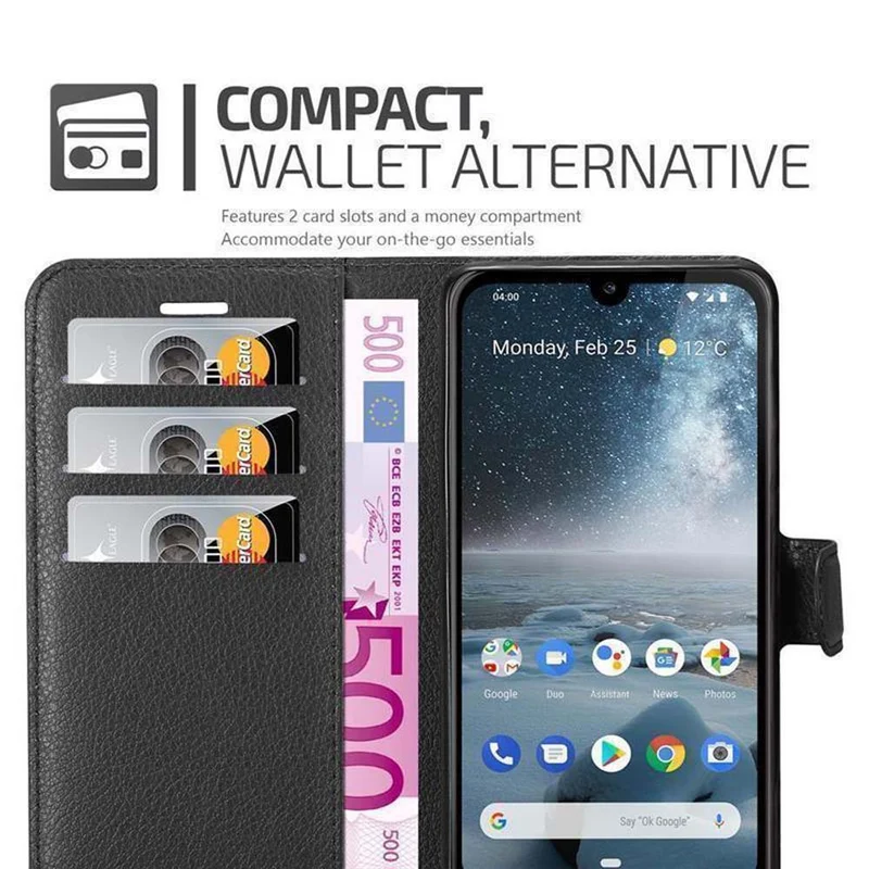 Cadorabo Hülle kompatibel mit Nokia 4,2 Schutzhülle mit Magnetverschluss, Standfunktion und Kartenfach