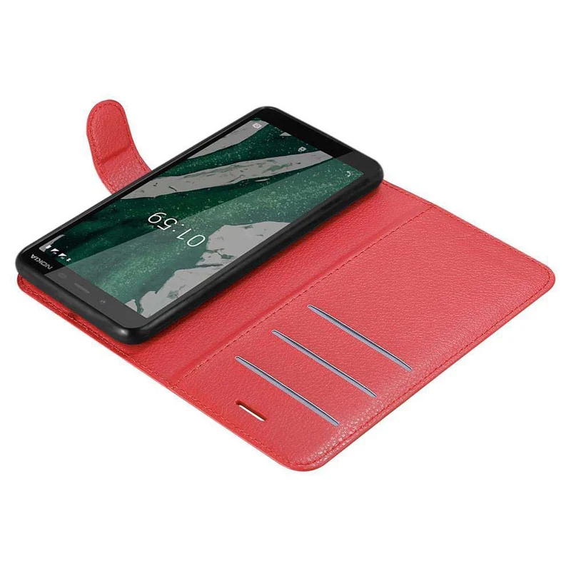 Cadorabo Hülle kompatibel mit Nokia 1 PLUS Schutzhülle mit Magnetverschluss, Standfunktion und Kartenfach