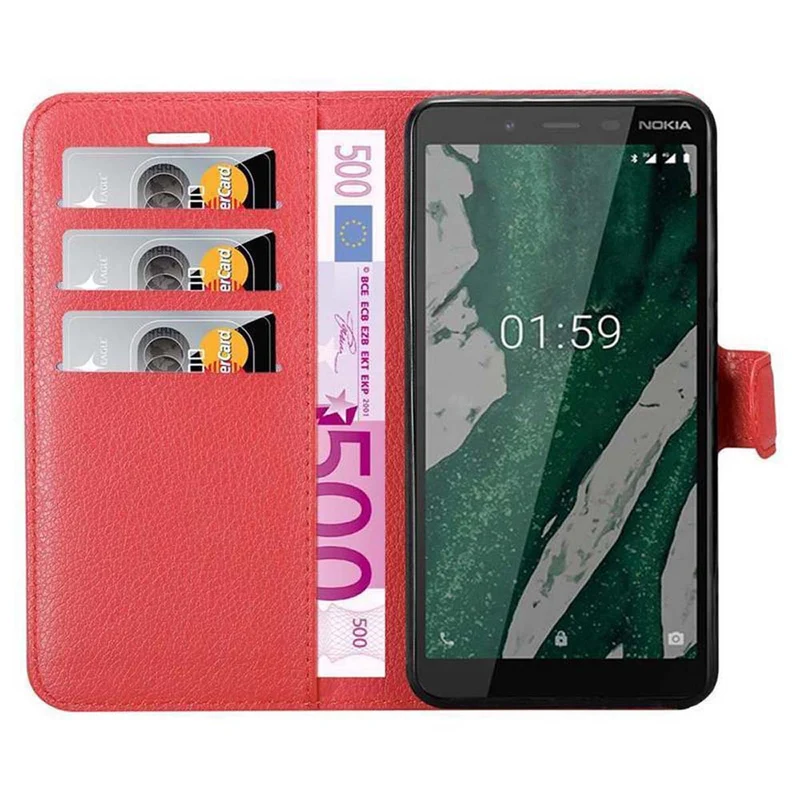 Cadorabo Hülle kompatibel mit Nokia 1 PLUS Schutzhülle mit Magnetverschluss, Standfunktion und Kartenfach