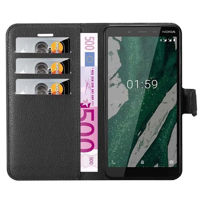 Cadorabo Hülle kompatibel mit Nokia 1 PLUS Schutzhülle mit Magnetverschluss, Standfunktion und Kartenfach