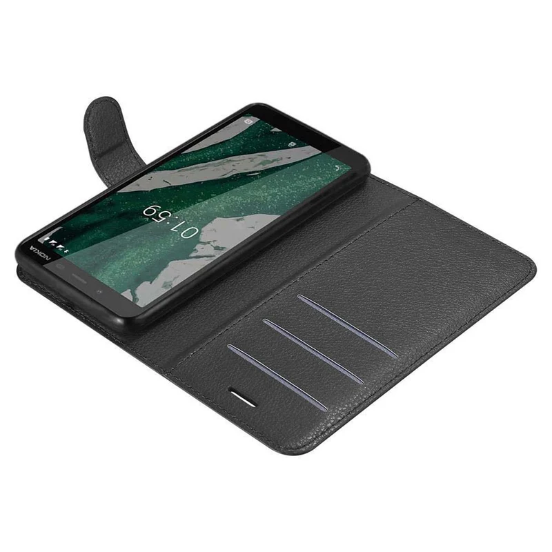 Cadorabo Hülle kompatibel mit Nokia 1 PLUS Schutzhülle mit Magnetverschluss, Standfunktion und Kartenfach