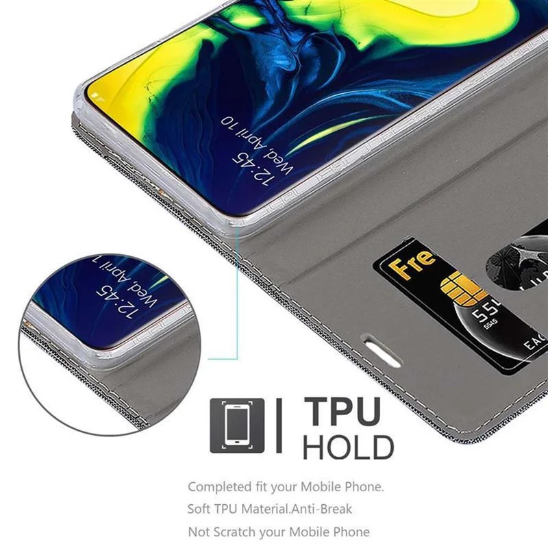 Cadorabo Hülle kompatibel mit Samsung Galaxy A80 / A90 4G Schutzhülle mit Magnetverschluss, Standfunktion und Kartenfach