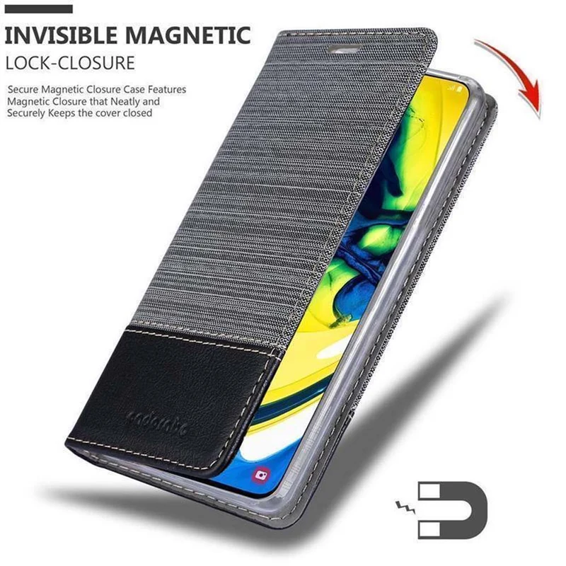 Cadorabo Hülle kompatibel mit Samsung Galaxy A80 / A90 4G Schutzhülle mit Magnetverschluss, Standfunktion und Kartenfach