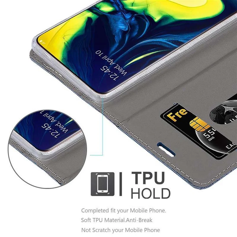 Cadorabo Hülle kompatibel mit Samsung Galaxy A80 / A90 4G Schutzhülle mit Magnetverschluss, Standfunktion und Kartenfach