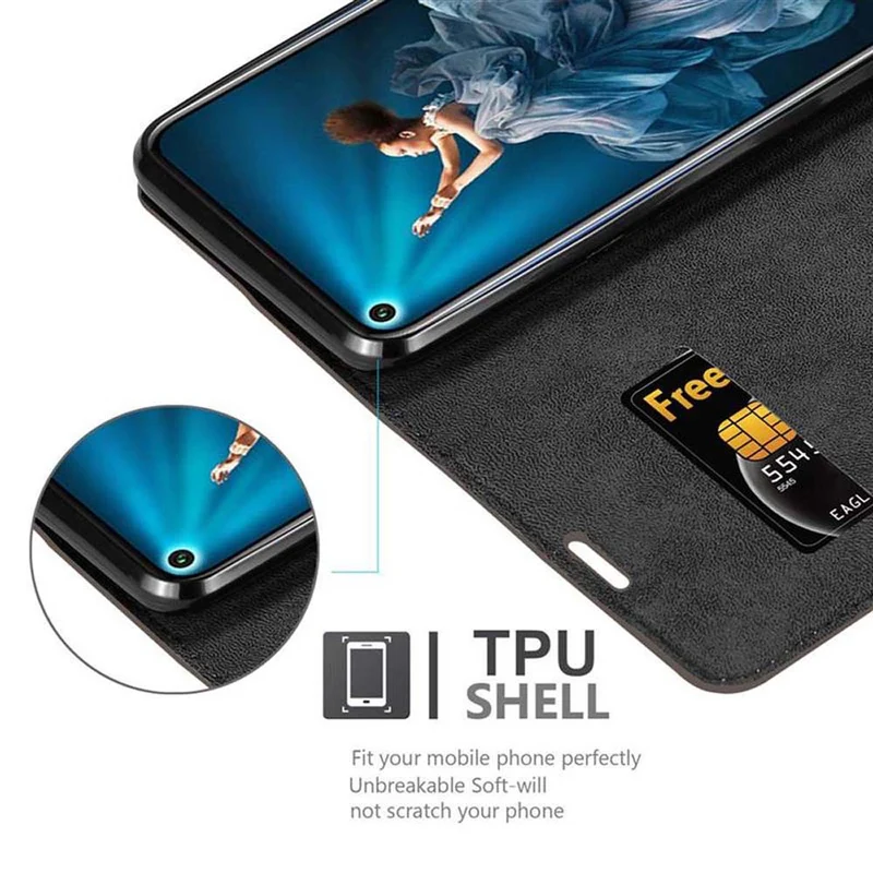 Cadorabo Hülle kompatibel mit Honor 20 / 20S / Huawei NOVA 5T Schutzhülle mit Magnetverschluss, Standfunktion und Kartenfach