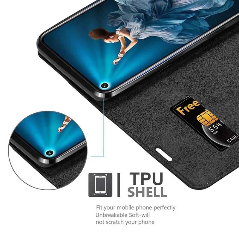 Cadorabo Hülle kompatibel mit Honor 20 / 20S / Huawei NOVA 5T Schutzhülle mit Magnetverschluss, Standfunktion und Kartenfach