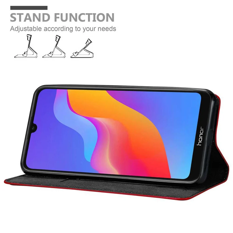 Cadorabo Hülle kompatibel mit Honor 8A Schutzhülle mit Magnetverschluss, Standfunktion und Kartenfach