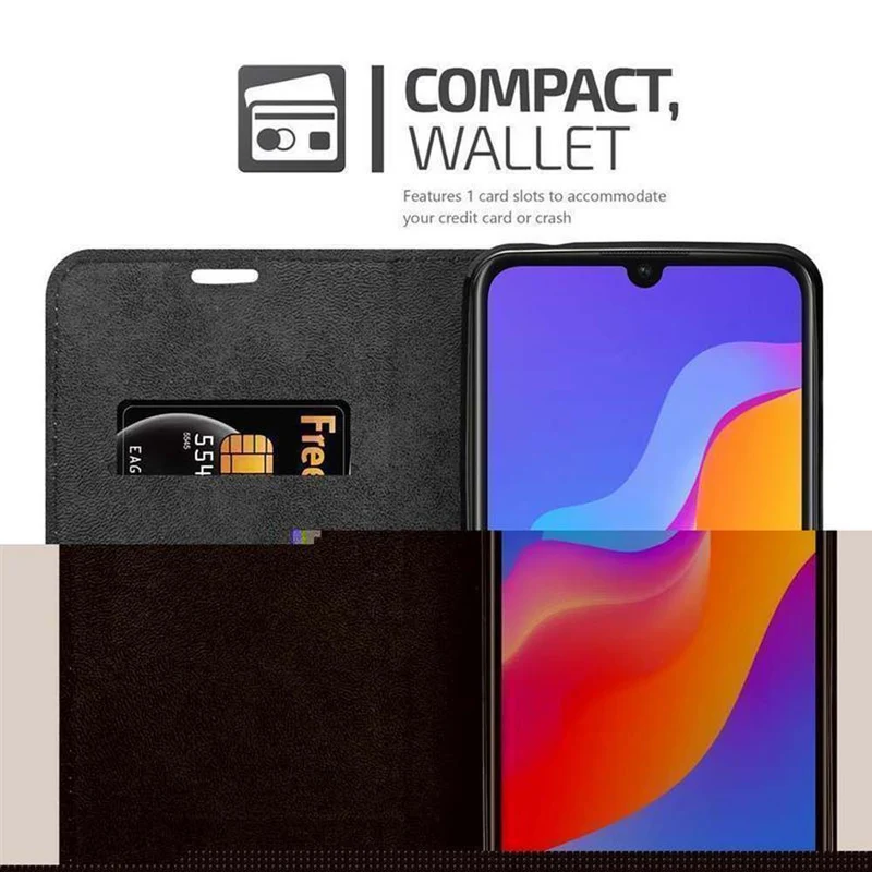 Cadorabo Hülle kompatibel mit Honor 8A Schutzhülle mit Magnetverschluss, Standfunktion und Kartenfach