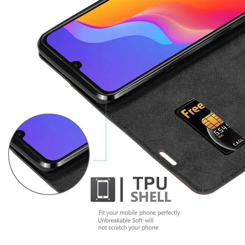 Cadorabo Hülle kompatibel mit Honor 8A Schutzhülle mit Magnetverschluss, Standfunktion und Kartenfach