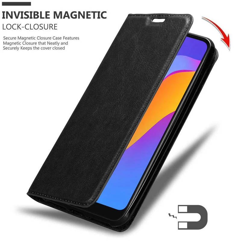 Cadorabo Hülle kompatibel mit Honor 8A Schutzhülle mit Magnetverschluss, Standfunktion und Kartenfach