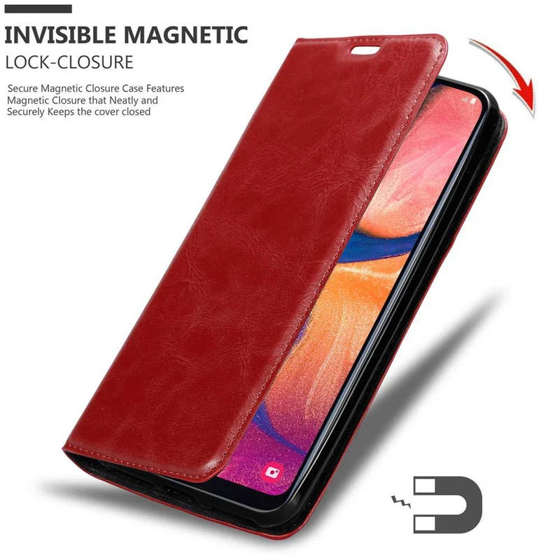 Cadorabo Hülle kompatibel mit Samsung Galaxy A10e / A20e Schutzhülle mit Magnetverschluss, Standfunktion und Kartenfach