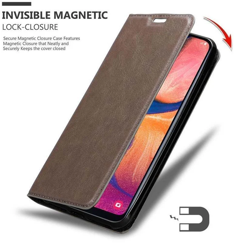Cadorabo Hülle kompatibel mit Samsung Galaxy A10e / A20e Schutzhülle mit Magnetverschluss, Standfunktion und Kartenfach