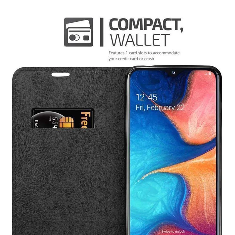 Cadorabo Hülle kompatibel mit Samsung Galaxy A10e / A20e Schutzhülle mit Magnetverschluss, Standfunktion und Kartenfach