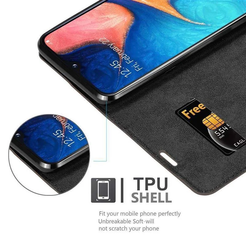 Cadorabo Hülle kompatibel mit Samsung Galaxy A10e / A20e Schutzhülle mit Magnetverschluss, Standfunktion und Kartenfach