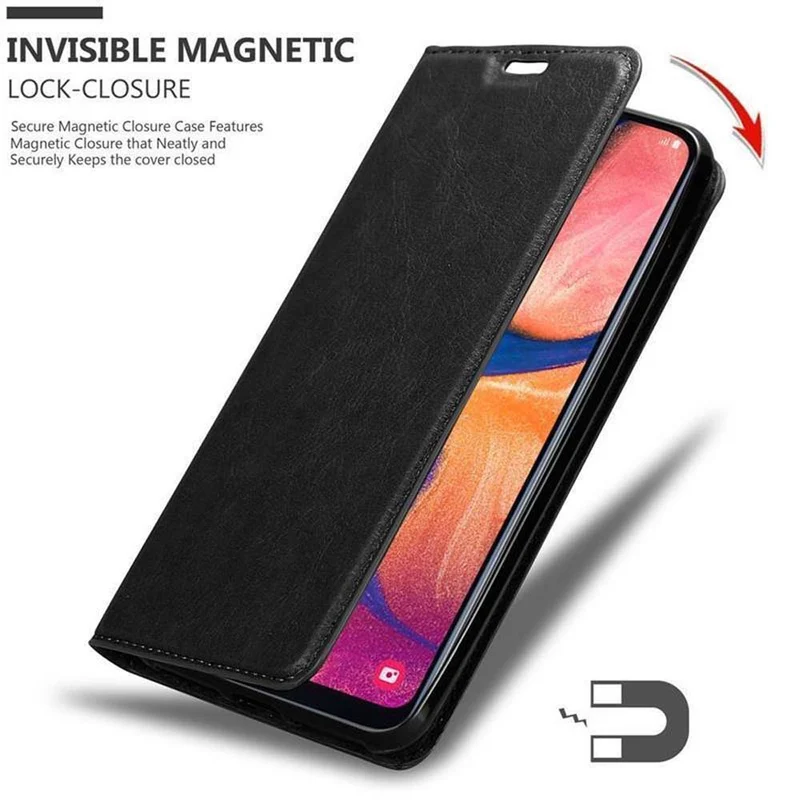 Cadorabo Hülle kompatibel mit Samsung Galaxy A10e / A20e Schutzhülle mit Magnetverschluss, Standfunktion und Kartenfach
