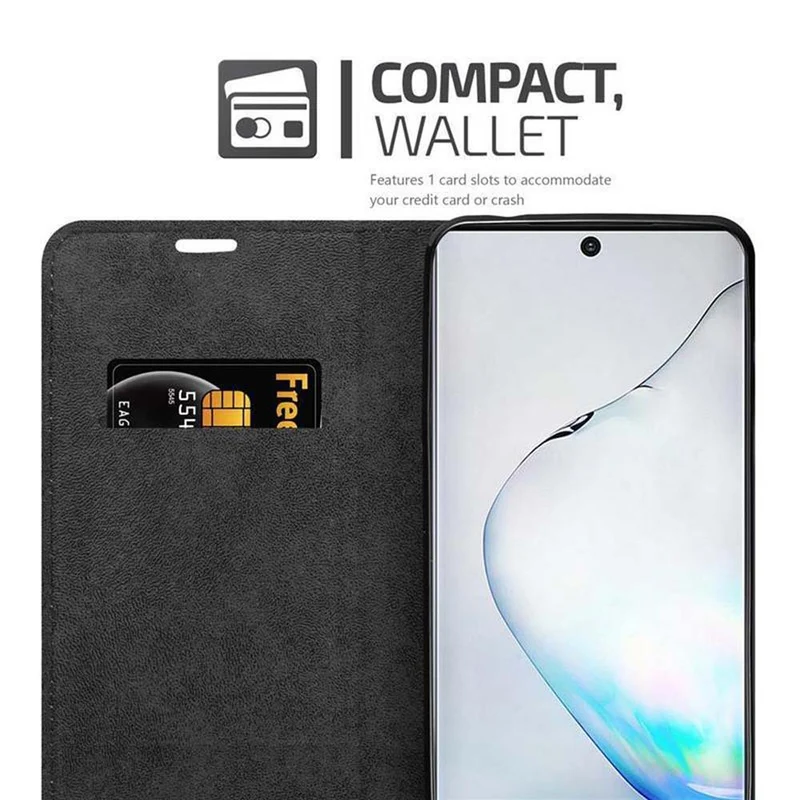Cadorabo Hülle kompatibel mit Samsung Galaxy NOTE 10 Schutzhülle mit Magnetverschluss, Standfunktion und Kartenfach