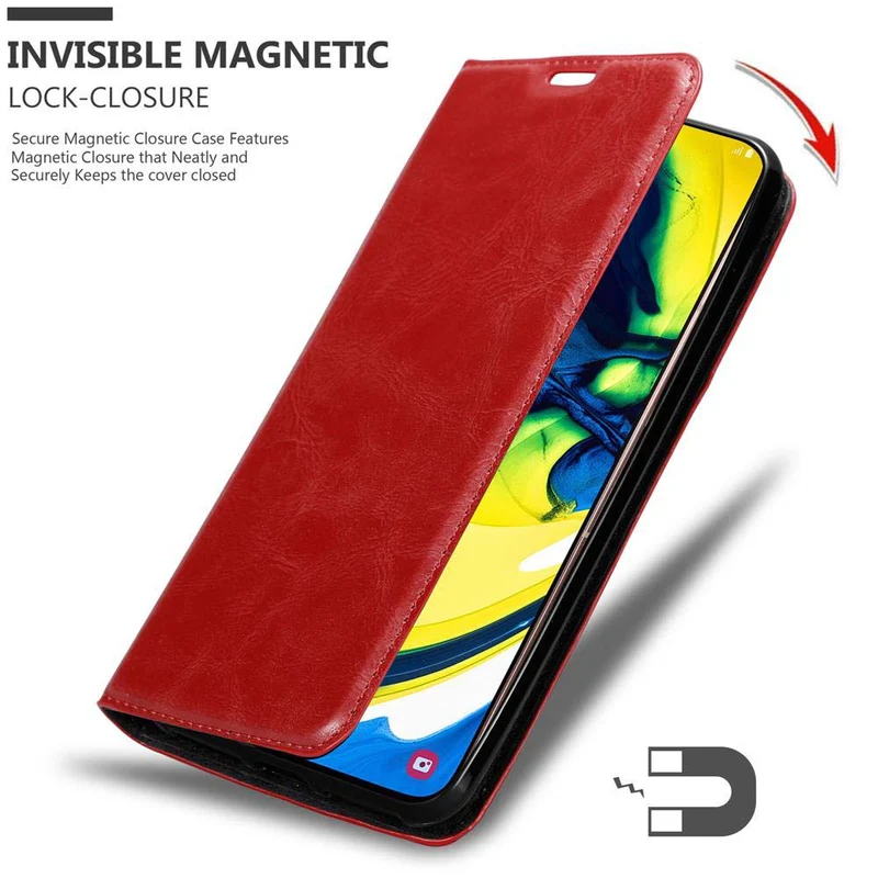 Cadorabo Hülle kompatibel mit Samsung Galaxy A80 / A90 4G Schutzhülle mit Magnetverschluss, Standfunktion und Kartenfach
