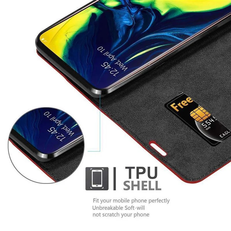 Cadorabo Hülle kompatibel mit Samsung Galaxy A80 / A90 4G Schutzhülle mit Magnetverschluss, Standfunktion und Kartenfach