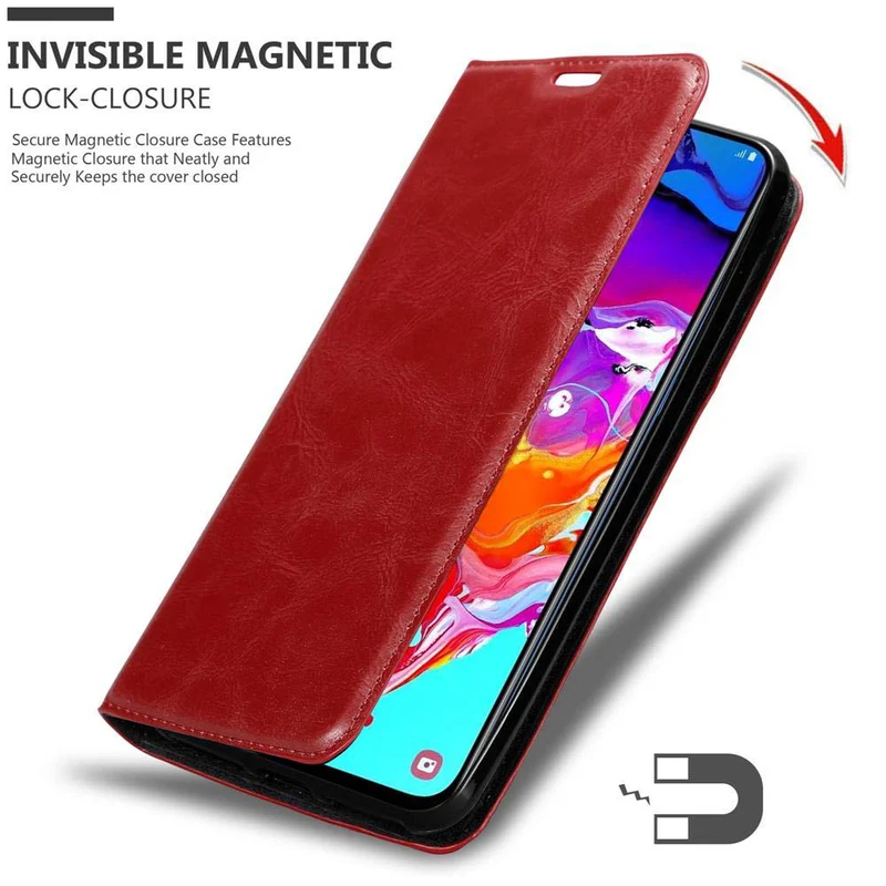 Cadorabo Hülle kompatibel mit Samsung Galaxy A70 / A70s Schutzhülle mit Magnetverschluss, Standfunktion und Kartenfach