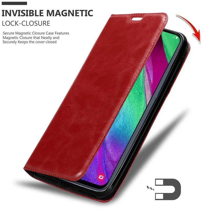 Cadorabo Hülle kompatibel mit Samsung Galaxy A40 Schutzhülle mit Magnetverschluss, Standfunktion und Kartenfach
