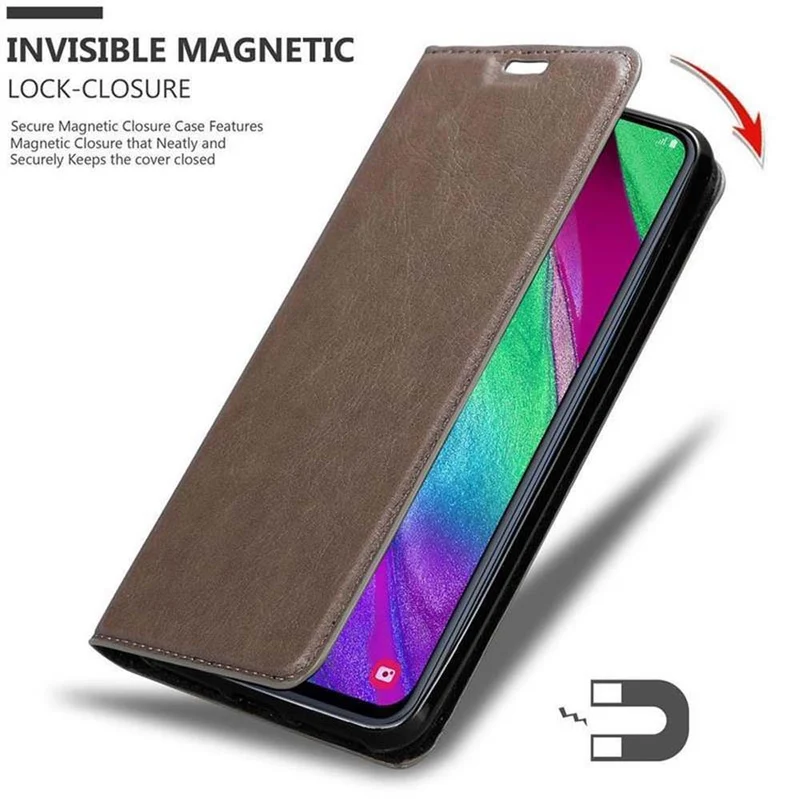 Cadorabo Hülle kompatibel mit Samsung Galaxy A40 Schutzhülle mit Magnetverschluss, Standfunktion und Kartenfach