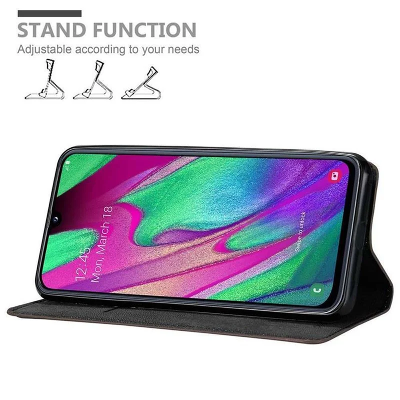 Cadorabo Hülle kompatibel mit Samsung Galaxy A40 Schutzhülle mit Magnetverschluss, Standfunktion und Kartenfach