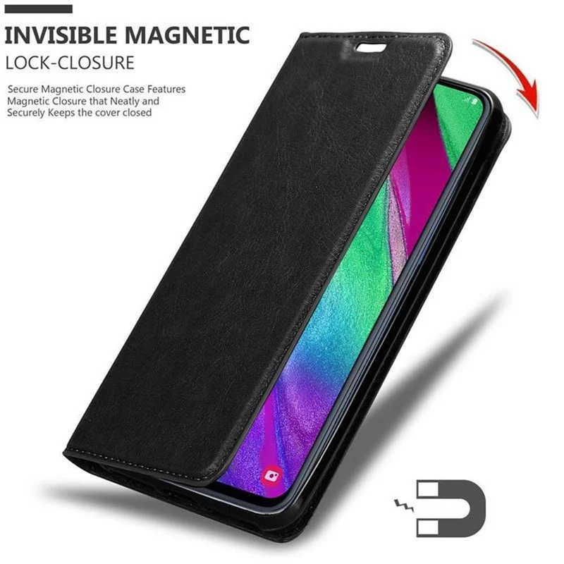 Cadorabo Hülle kompatibel mit Samsung Galaxy A40 Schutzhülle mit Magnetverschluss, Standfunktion und Kartenfach