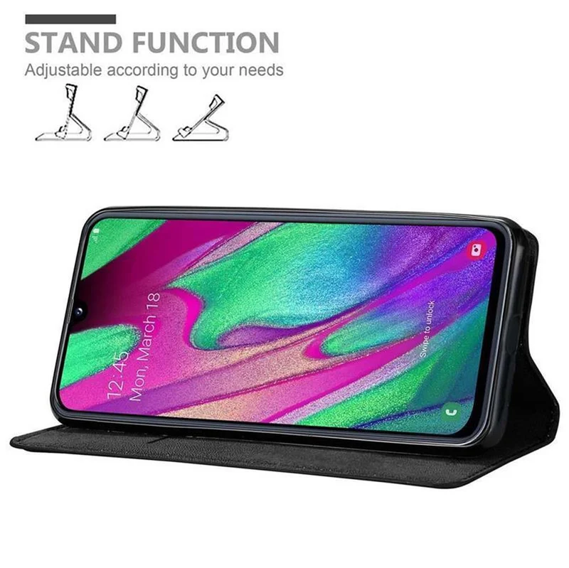 Cadorabo Hülle kompatibel mit Samsung Galaxy A40 Schutzhülle mit Magnetverschluss, Standfunktion und Kartenfach