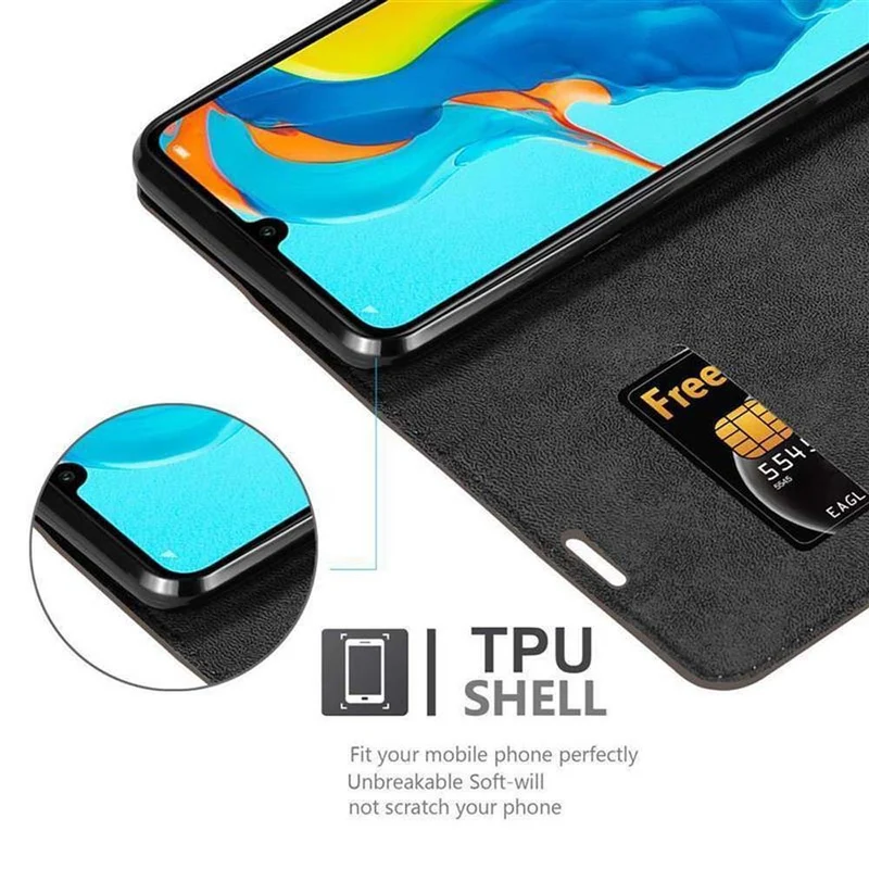Cadorabo Hülle kompatibel mit Huawei P30 LITE Schutzhülle mit Magnetverschluss, Standfunktion und Kartenfach