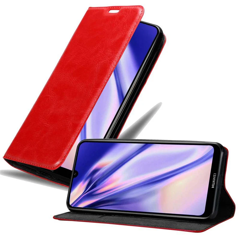 Cadorabo Hülle kompatibel mit Huawei Y6 2019 Schutzhülle mit Magnetverschluss, Standfunktion und Kartenfach