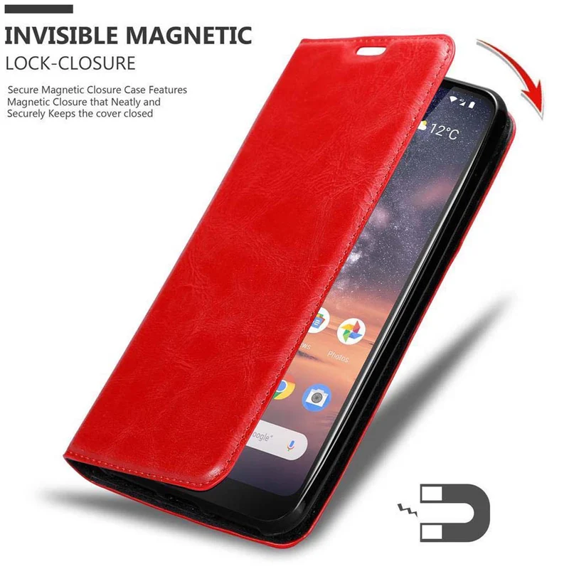 Cadorabo Hülle kompatibel mit Nokia 3,2 Schutzhülle mit Magnetverschluss, Standfunktion und Kartenfach